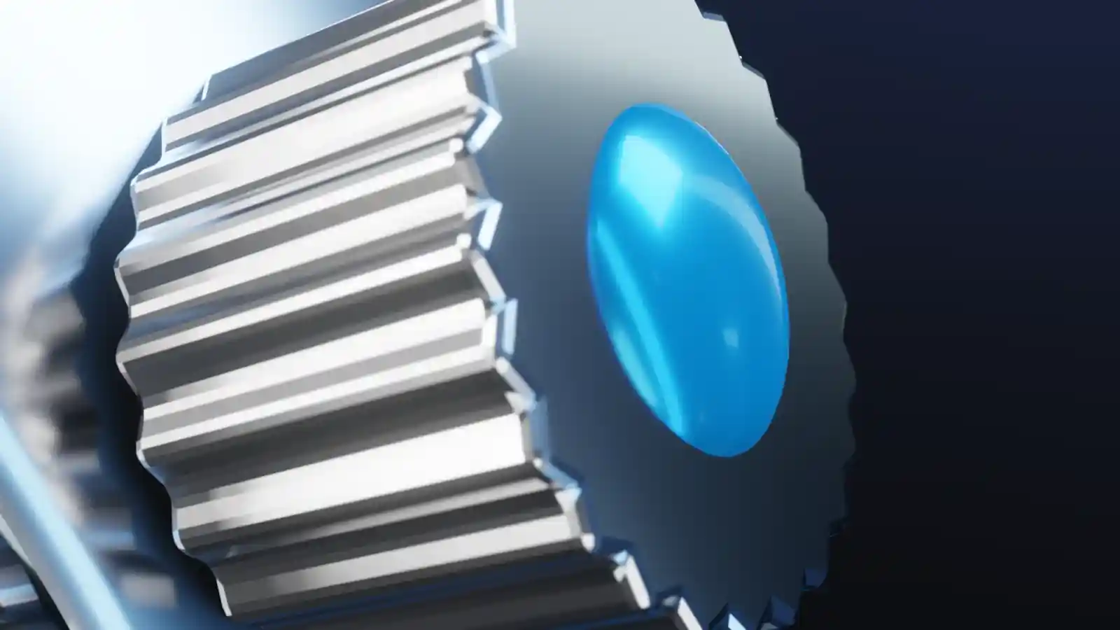 Corona estriada con cabujón azul