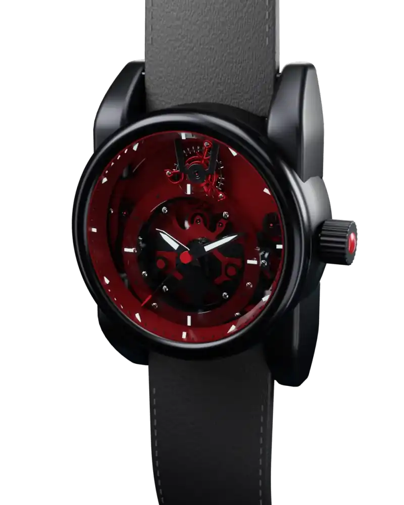 Chronos Terra Roja: caja negra, esfera roja y calibre rutenio
