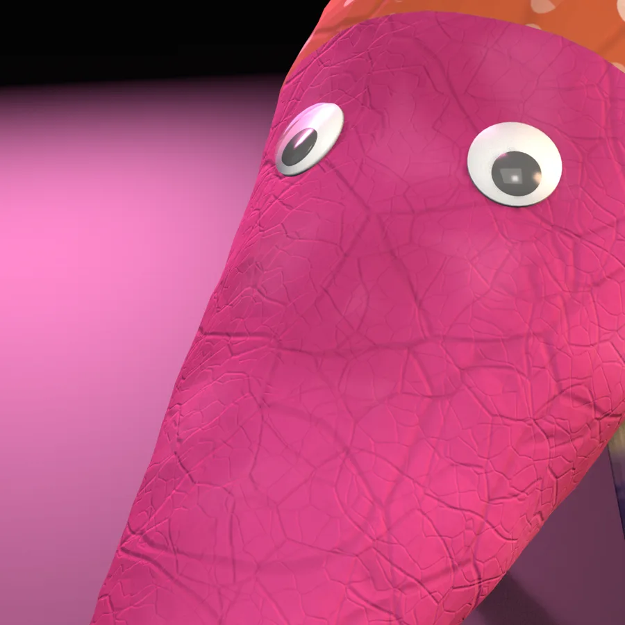 Acercamiento al papel de china magenta arrugado y un ojo móvil